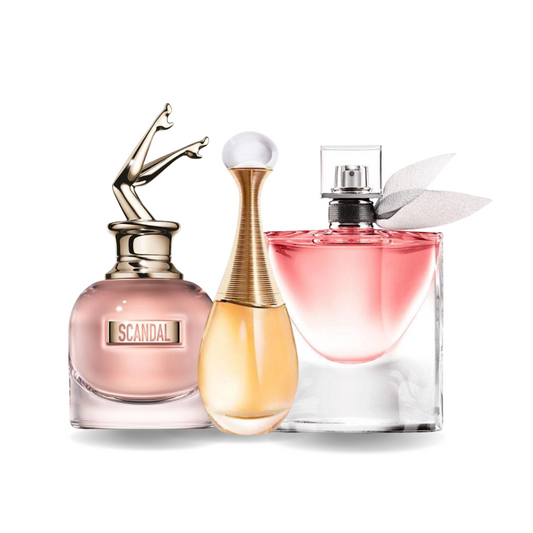 Combinaison exclusif de 3 parfums : SCANDAL, J’ADORE et LA VIE EST BELLE